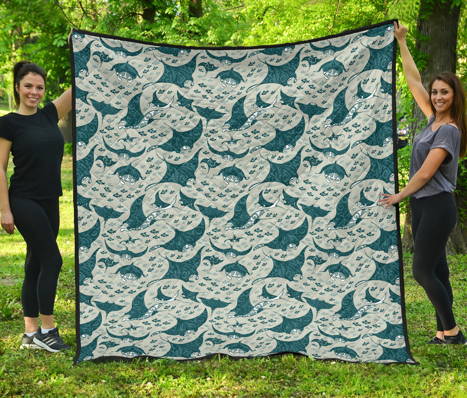 Stingray Pattern Print Design 01 Premium Quilt