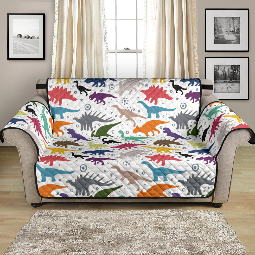 Colorful Dinosaur Pattern Loveseat Couch Cover Protector