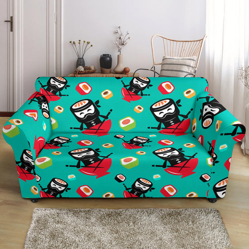 Ninja Sushi Pattern Loveseat Couch Slipcover