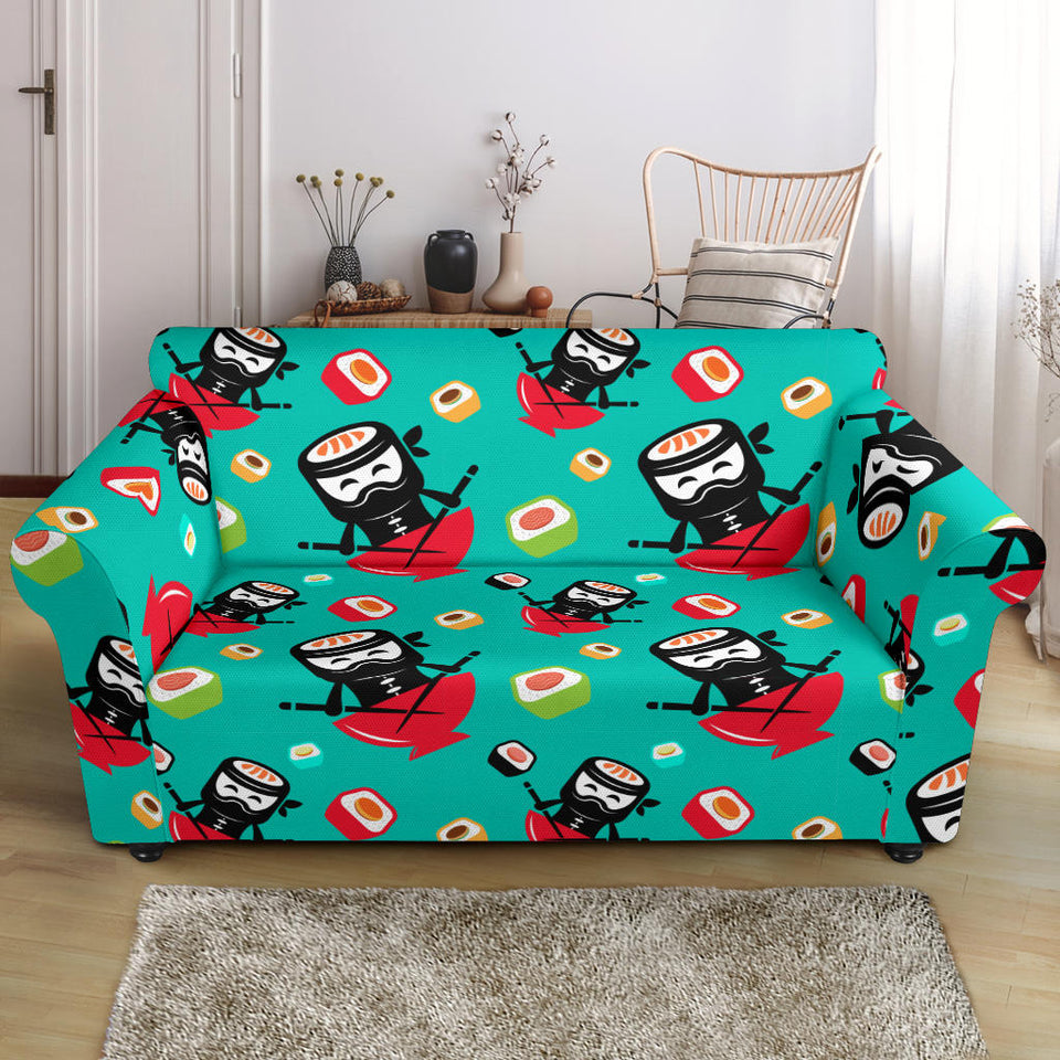 Ninja Sushi Pattern Loveseat Couch Slipcover