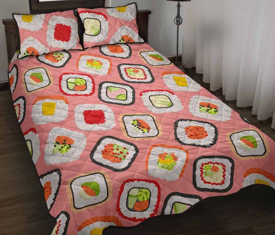 Sushi Roll Pattern Quilt Bed Set