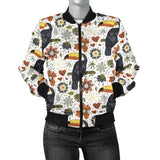 Toucan Flower Pattern Women Bomber Jacket