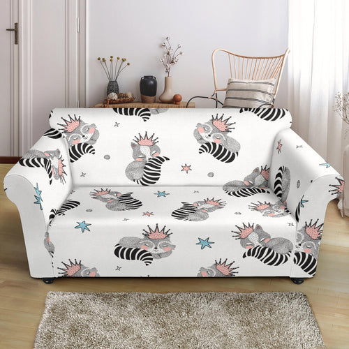 Sleep Raccoon Pattern Loveseat Couch Slipcover