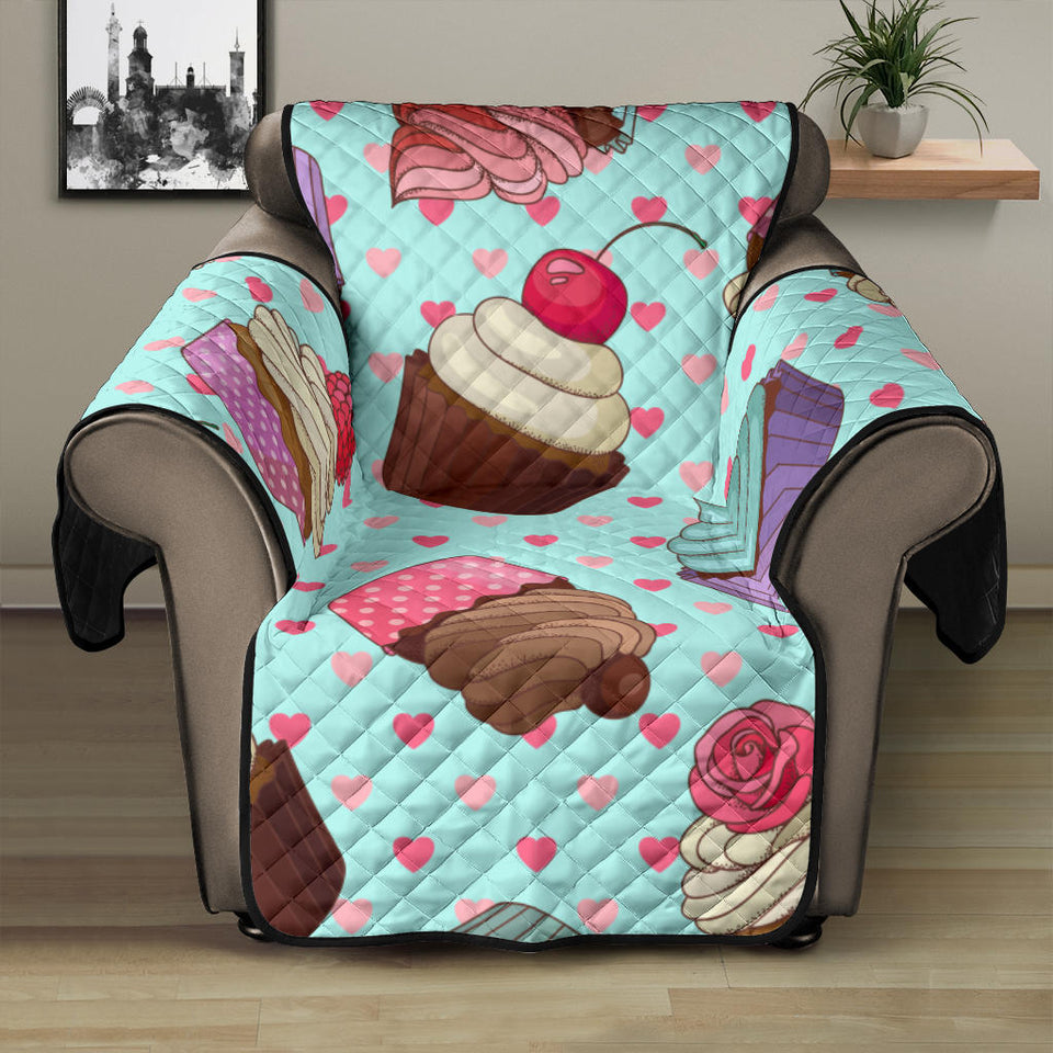 Cup Cake Heart Pattern Recliner Cover Protector
