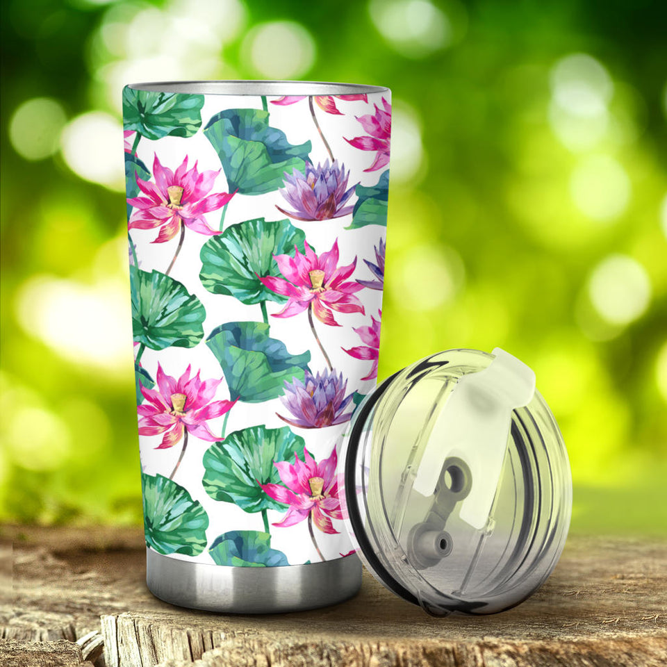 Pink Lotus Waterlily Pattern Tumbler