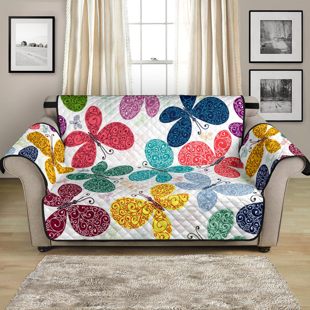 Colorful Butterfly Pattern Loveseat Couch Cover Protector