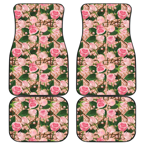 Rose Pattern Print Design 04 Front and Back Car Mats