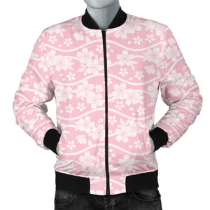 Sakura Pink Pattern Men Bomber Jacket