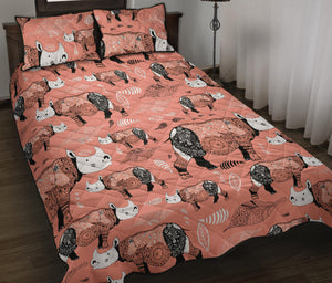 Rhino Tribal Pattern Quilt Bed Set