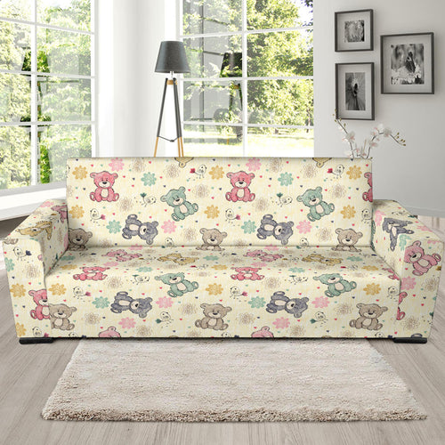 Teddy Bear Pattern Print Design 05 Sofa Slipcover
