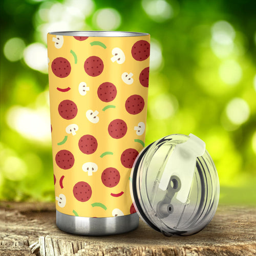 Pizza Salami Mushroom Texture Pattern Tumbler