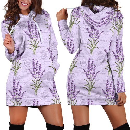 Lavender Pattern Background Women Hoodie Dress