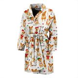 Christmas Corgi Pattern Background Men Bathrobe