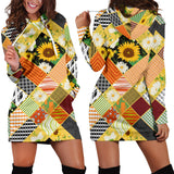 Sunflower Pattern Women Hoodie Dress