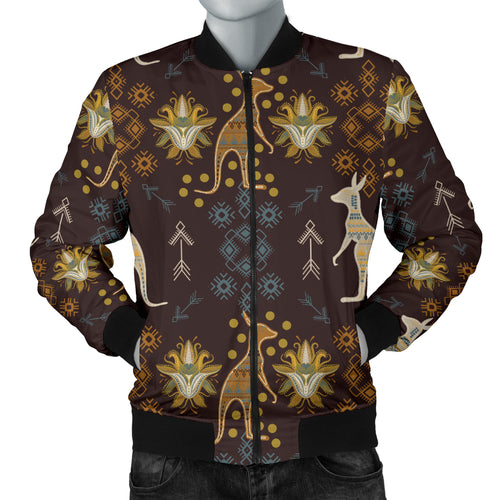 Kangaroo Aboriginal Theme Pattern  Men Bomber Jacket