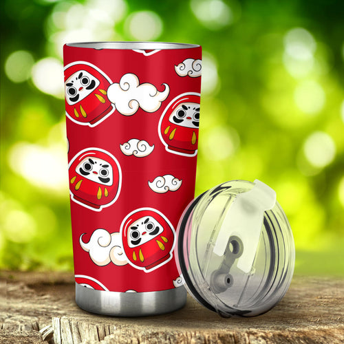 Red Daruma Cloud Pattern Tumbler