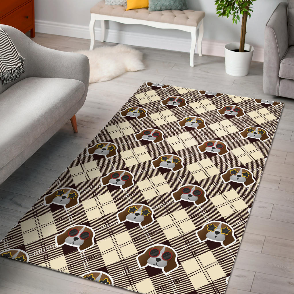 Beagle with Sunglass Pattern Area Rug