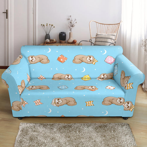 Sleep Sloth Pattern Loveseat Couch Slipcover