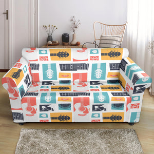 Guitar Pattern Background Loveseat Couch Slipcover