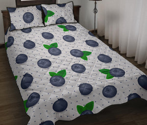 Blueberry Pokka Dot Pattern Quilt Bed Set