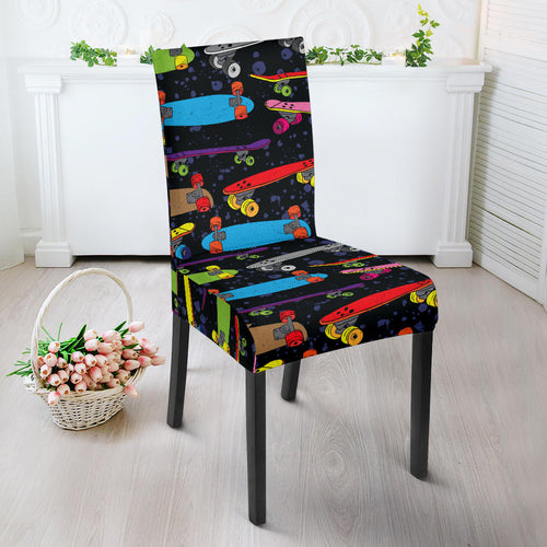 Skate Board Pattern Print Design 03 Dining Chair Slipcover