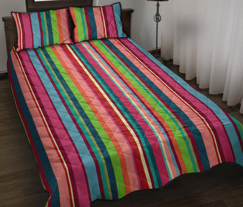 Rainbow Stripe Pattern Quilt Bed Set