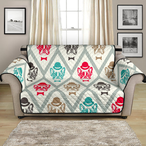 French Bulldog Tuxedo Pattern Loveseat Couch Cover Protector