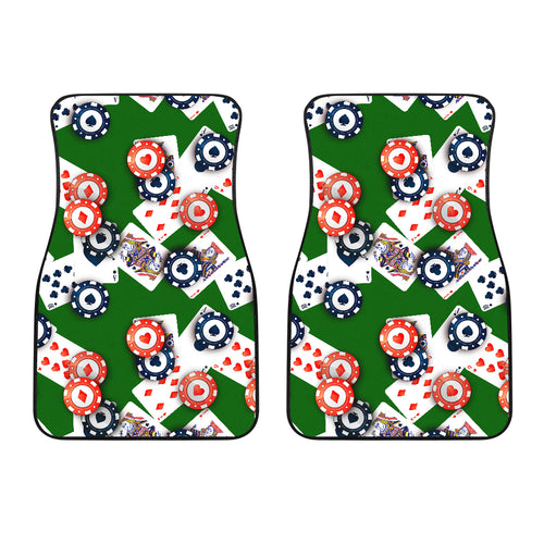 Casino Cards Suits Pattern Print Design 03 Front Car Mats