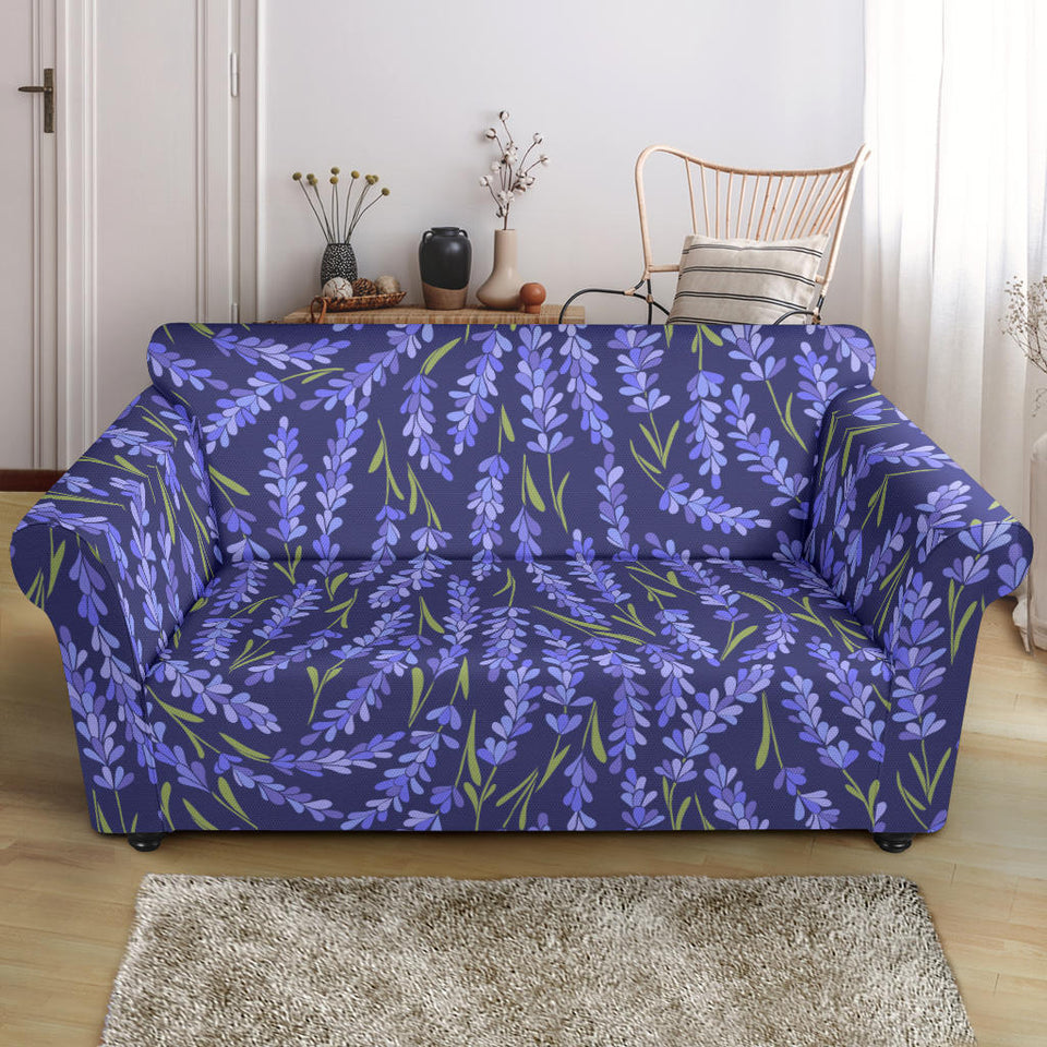 Lavender Theme Pattern Loveseat Couch Slipcover