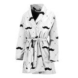 Mustache Beard Pattern Print Design 04 Women Bathrobe