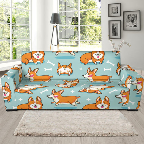 Cute Corgi Pattern Sofa Slipcover