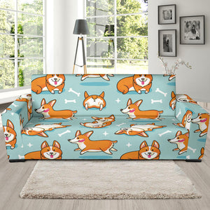 Cute Corgi Pattern Sofa Slipcover