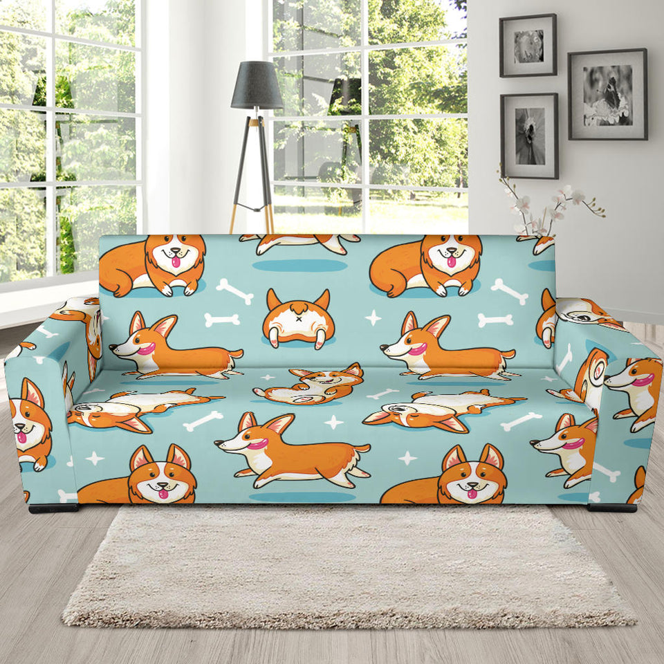 Cute Corgi Pattern Sofa Slipcover