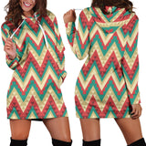 Zigzag Chevron Pattern Women Hoodie Dress