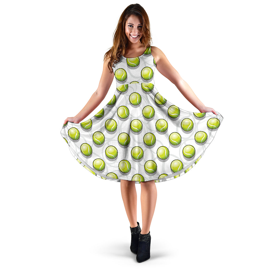 Tennis Pattern Print Design 05 Sleeveless Midi Dress