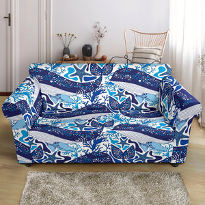 Whale Starfish Pattern Loveseat Couch Slipcover