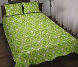 Sliced Kiwi Pattern Background Quilt Bed Set