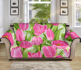 Pink Tulip Pattern Sofa Cover Protector