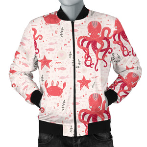 Octopus  Crab Starfish Pattern Men Bomber Jacket