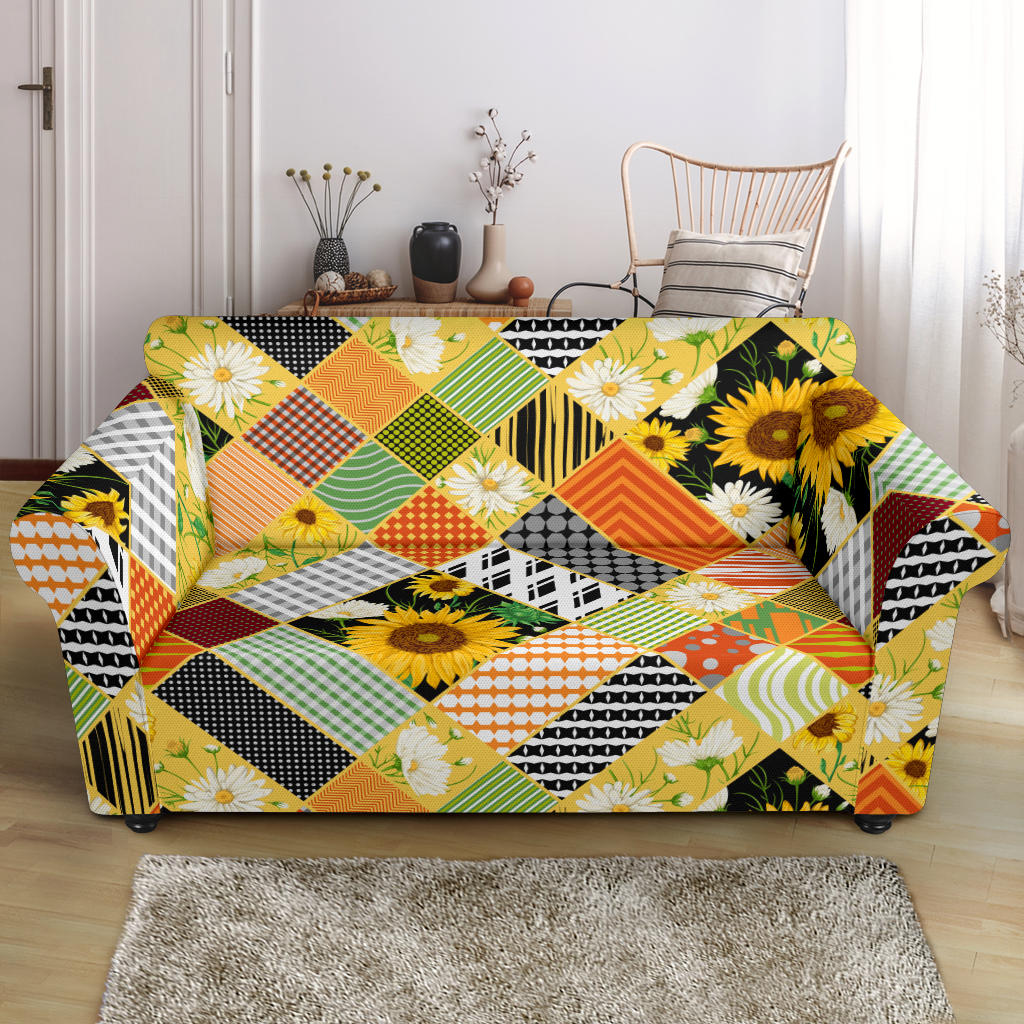 Sunflower Pattern Loveseat Couch Slipcover