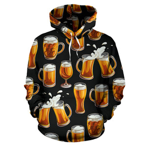 Beer Pattern Background Men Women Pullover Hoodie
