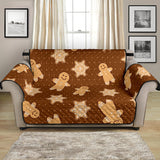 Christmas Gingerbread Cookie Pattern Loveseat Couch Cover Protector