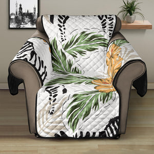 Zebra Hibiscus Pattern Recliner Cover Protector