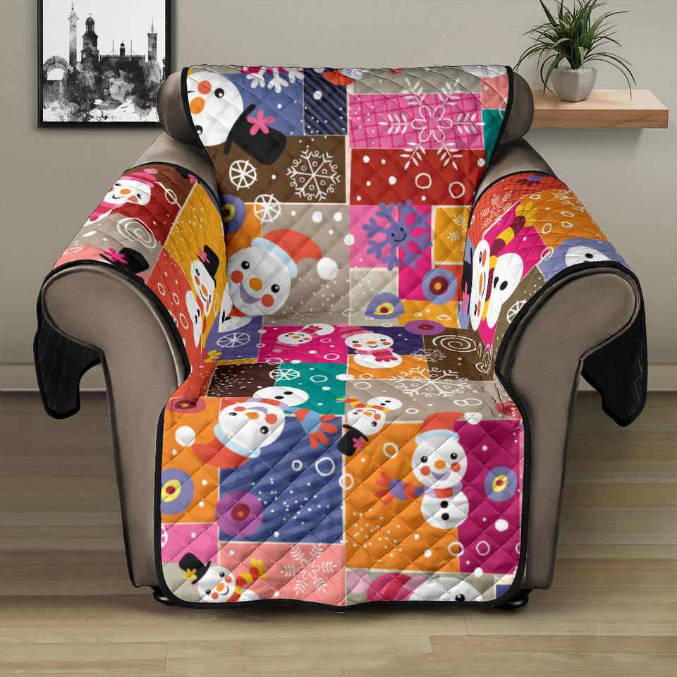 Snowman Colorful Theme Pattern Recliner Cover Protector