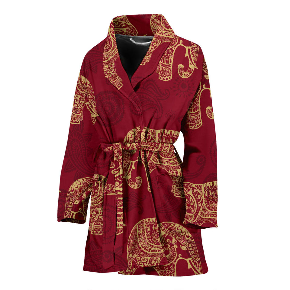 Elephant Tribal Pattern Women Bathrobe