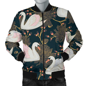 Swan Pattern Men Bomber Jacket