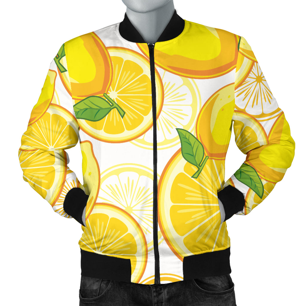 Lemon Pattern Background Men Bomber Jacket