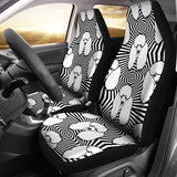Black and White Poodle Pattern Universal Fit Car Seat Covers