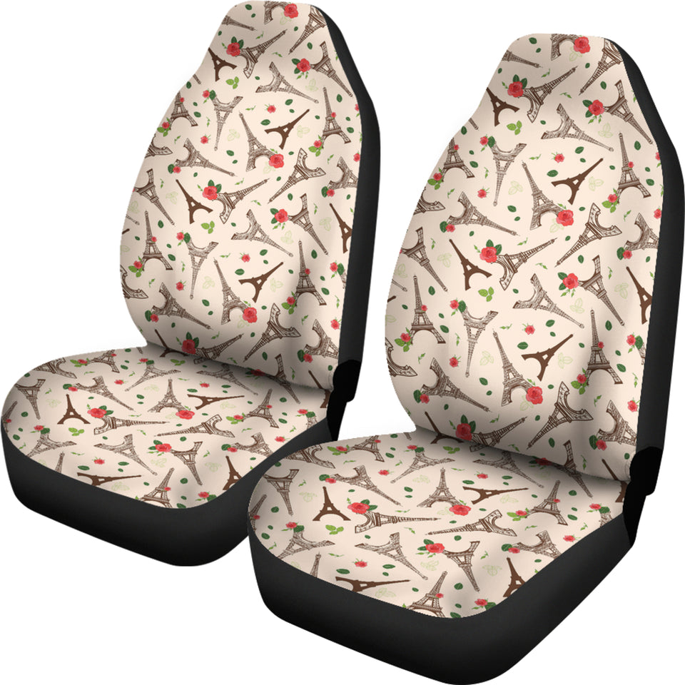 Eiffel Tower Pattern Print Design 03 Universal Fit Car Seat Covers