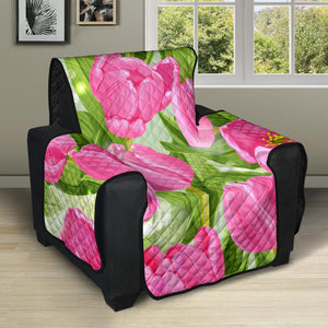Pink Tulip Pattern Recliner Cover Protector